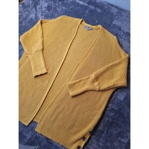 Marled‎ Reunited Open Front Fishermen Tunic Sweater Womens L Mustard Fall